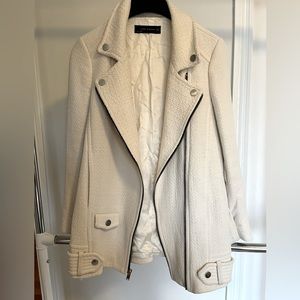 Zara oversized Moto jacket in Cream. Size M